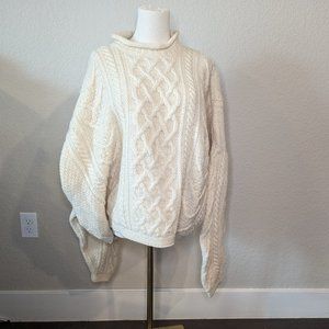 Vtg Western Island 100% Wool Irish Sweater | XL | Oversized Cream Sweater
